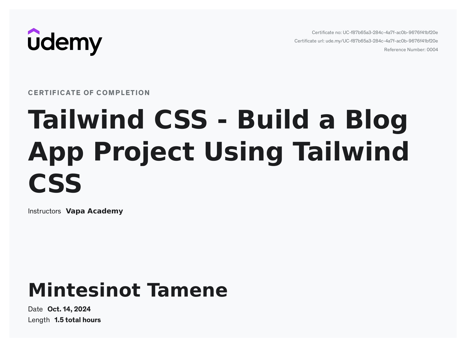 Tailwind CSS Certification Image